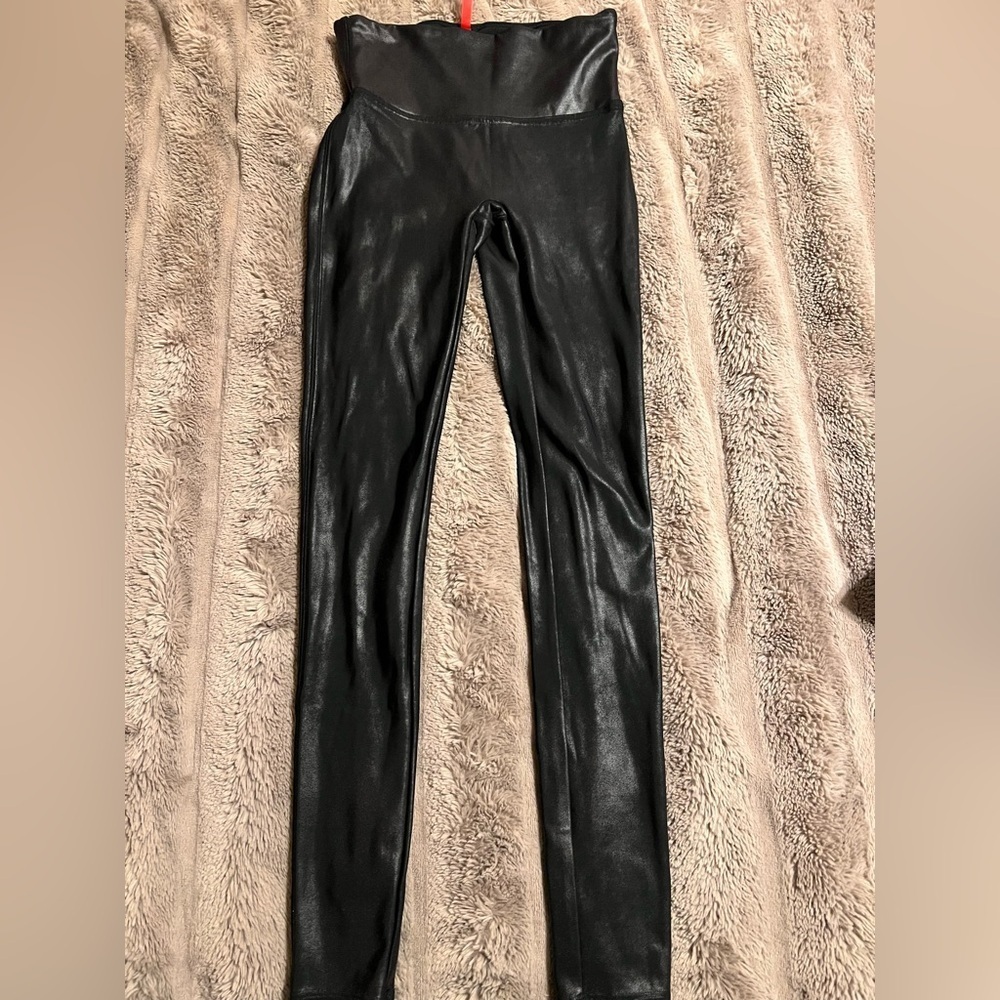 Spanx Black Faux Leather leggings Size Small